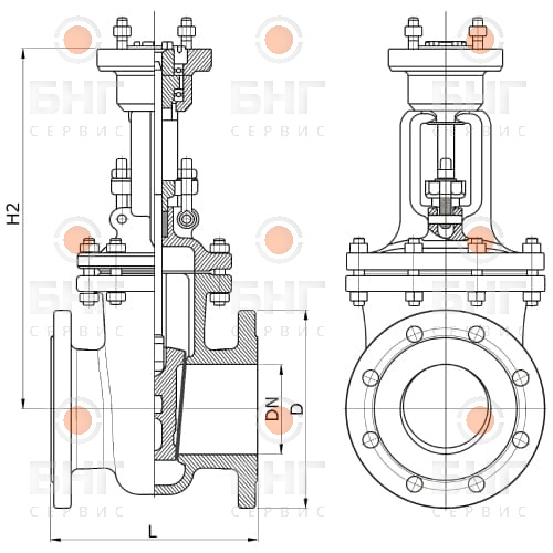 Задвижка стальная 30с64нж DN 400 PN 25 чертеж