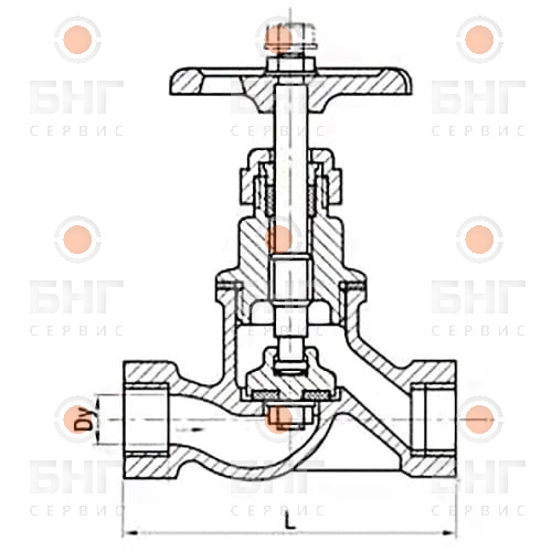 Муфтовый клапан 15с67бк DN 15 PN 40 чертеж